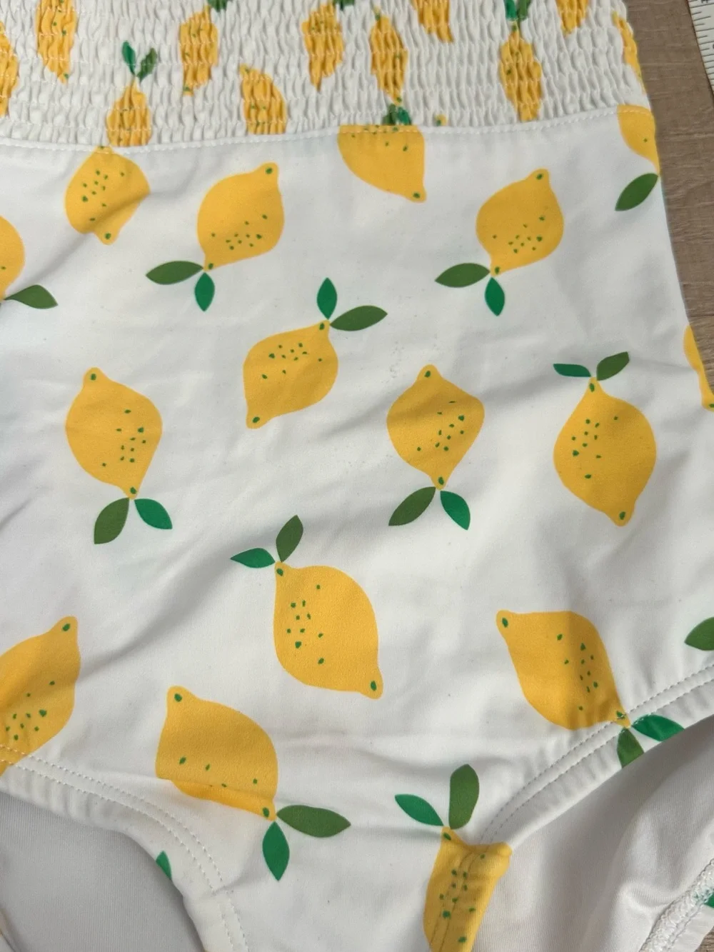 Hanna Andersson White Lemon Print One-Piece Swimsuit - Yellow & Green